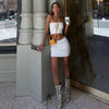 Elegant Slash Neck Knit Top Two Piece Sleeveless Backless Top Set