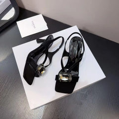 Red Metal Buckle High Heel
