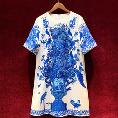 Runway luxury Beaded Vintage Loose Mini Dress