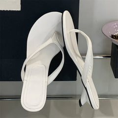 Round Clip Toe Slippers Elegant Thin Low Heel