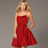 Simple Satin Spaghetti Strap Backless Short Evening Dress