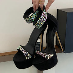 Street Style Bling Diamond Thin High Heel