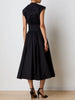 Elegant Solid Spliced Lace Up Slimming O-Neck Sleeveless High Waist Midi Dress