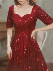 Evening A-Line Half Sleeves Lace Formal Dinner Dress