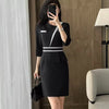 Elegant Short Sleeve Business Formal O-Neck Slim Office Pencil Blazer Dress