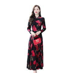 Floral Print Bodycon Casual Maxi Dress