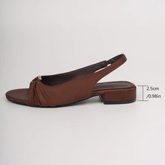 Satin Slingback Sandals Comfortable Low Heel
