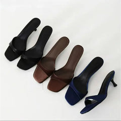Open Toe Slippers Slip on Ladies Comfort Outdoor Thin Heel