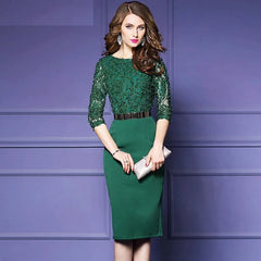Retro Elegant Office Sweet Lace Party Dress