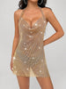Casual Metal Rhinestone Bodycon Vintage Mini Dresses