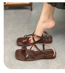 Sandals for Simple Fashionable Flats Elastic Band Outdoor Beach Shoes