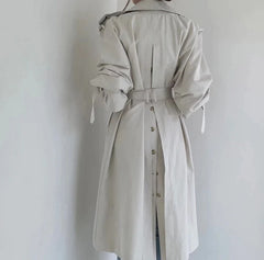 Long Trench Coat Loose Open Fork Slim High Waist Windbreakers