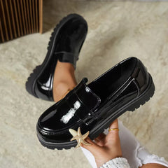 Large Size Flats Spring Autumn French Leather Shoe British Style Flat Bottom Single Shoe Casual Round Toe