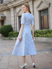 Elegant Flower Casual O-Neck Temperament Evening Party Dresses