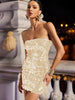 Luxury Backless Sequin Above Knee Strapless sleeveless Mini Dress
