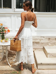 Polyester V-Neck Beach Dress