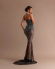 Luxury Sparkle Crystal Beaded Illusion Mermaid Bow Evening Maxi Dresses
