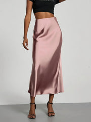 Women's High-Waisted Satin Skirt