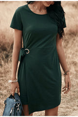 Asymmetrical belt high street short dresses