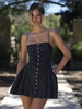 Classic Low Neck Backless A-line Dot Print Trend Streetwear Mini Dress