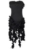 Elegant Strapless Irregular Ruffle Sleeveless Fringed Bandage Party Cocktail Midi Dress