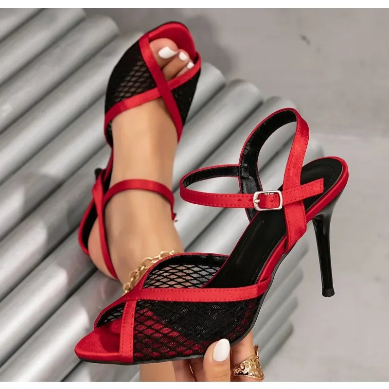 Designer Hollow Out Mesh Sandals For Peep Toe Gladiator High Heel
