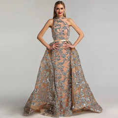 Sequined Sparkle Vintage Halter Luxury Evening Dress