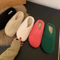 Home Fur Slippers Non-Slip Soft Warm House Indoor Bedroom Couples Shoes