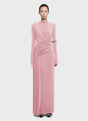 Elegant Pleated Long Sleeve High Waist Slimming Party Dresses