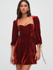 Elegant Square Collar Backless Three Quarter Lace Up Long Sleeve Dress