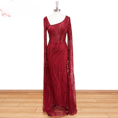 Elegant Lace Handmade Crystal Formal Evening Prom Mermaid Wedding Party Gowns