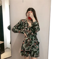 Casual Batwing A Line Floral Print Mini Dress