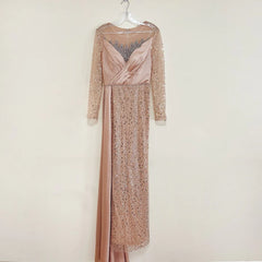 Elegant Long Sleeves Bead Evening Party Dresses