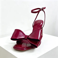 Luxury Red Butterfly-knot Ankle Strap Heel