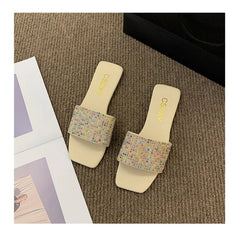 Glitter Slides Flat Shoes