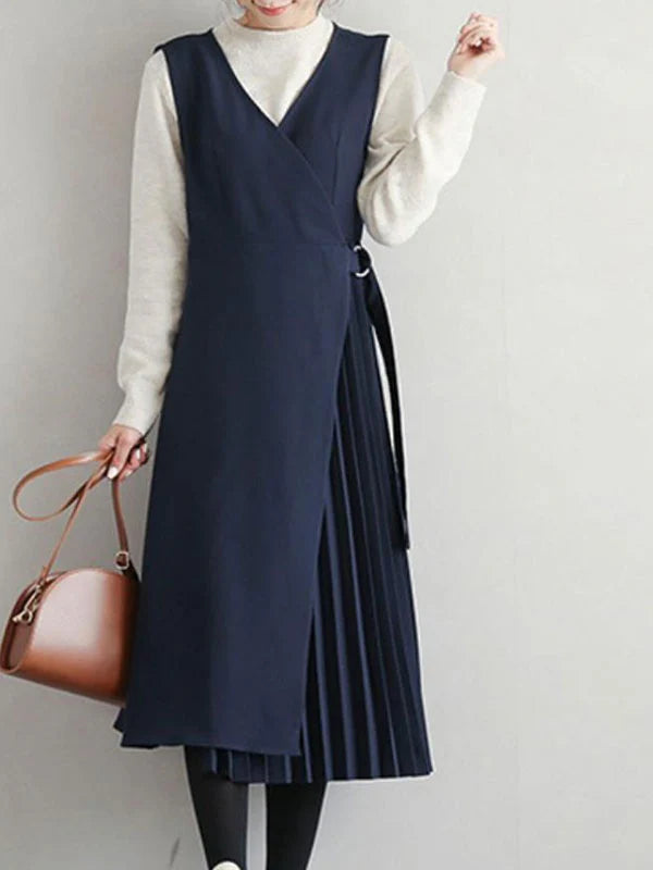 Maxi Dress V-Neck Polyester Casual Asymmetrical Floor Length Dress