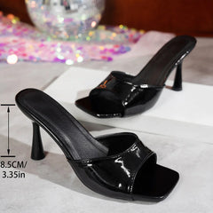 Square Toe Pumps Mid High Heel