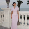 Elegant Sleeveless Shawl Slim Top Pleated High Waist Long Skirt Two Piece Set