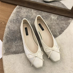 Luxury Lace Tie Leg Satin Silk Ballet Flats Square Toe Bowknot Elastic Band Ballerinas Ladies Wedding Mary Janes Shoes
