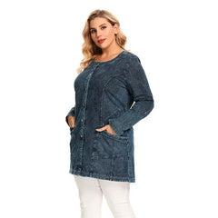 Stretch Knitted Denim with Shoulder Pads