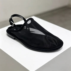 Luxury Brand Designer Flat Sandals Back Trip Strap Sandalias Mesh Breathable Casual Slides Mules Shoe