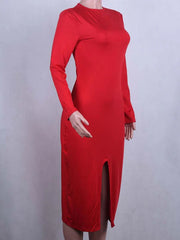 Bodycon Slit Front Dress Midi Dress Sheath Dress