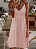 Casual Spaghetti Strap Cutout Jacquard V-Neck Strap Solid Color Mini Dress