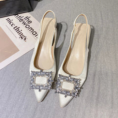 Square Buckle Back Hollow Stiletto Heel