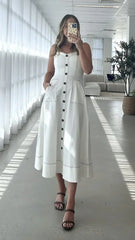 Indigo Midi Dress - White Denim