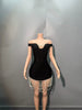 Elegant Off the Shoulder Pear Beading Nightclub Party Bodycon Mini Bandage Dress