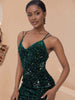 Elegant Backless Spaghetti Strap Sequin Mini Bodycon Dresses