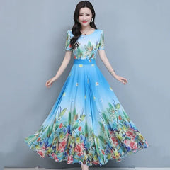 Flower Print Casual Long Sundress Party Dress