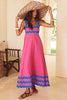 Vintage Sleeveless Strap Skirt Plant Flower Printed Loose Maxi Dress