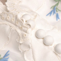 V-Neck Lantern Sleeve Applique Embroidery Dress